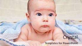  Presentation with baby girl - PPT theme having little baby girl lying under towel background and a lemonade colored foreground