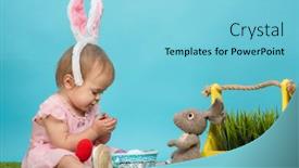  Presentation with baby girl - Amazing slide deck having little-baby-girl-on-green backdrop and a light blue colored foreground