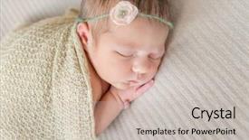  Presentation with baby sleeping - Amazing presentation theme having little baby girl sleeping on her belly wrapped up with a scarf in hairband closeup backdrop and a soft green colored foreground