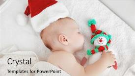  Presentation with baby christmas - Slide set enhanced with little baby in christmas hat background and a soft green colored foreground
