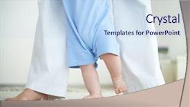  Presentation with baby walk - Presentation theme consisting of little baby legs during walk background and a light blue colored foreground