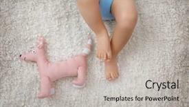  Presentation with baby toy - Beautiful presentation theme featuring little baby legs on plaid backdrop and a light gray colored foreground