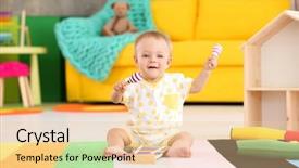  Presentation with triangle musical instrument - Beautiful theme featuring little baby playing with music backdrop and a lemonade colored foreground