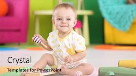  Presentation with wind musical instrumens - Beautiful slides featuring little baby playing with music backdrop and a lemonade colored foreground