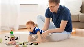  Presentation with baby blocks - Cool new PPT theme with little baby son playing backdrop and a coral colored foreground