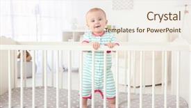  Presentation with new parents at home baby - Presentation theme with little baby standing in crib background and a sky blue colored foreground