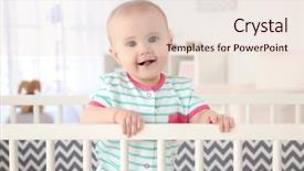  Presentation with cute baby - Audience pleasing PPT theme consisting of little baby standing in crib backdrop and a lemonade colored foreground