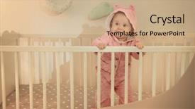  Presentation with cute baby - Slide deck enhanced with toddler kids colorful suit - cute little baby standing background and a coral colored foreground