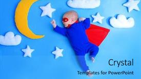  Presentation with night sky - Beautiful PPT layouts featuring little baby superhero with red backdrop and a light blue colored foreground