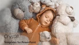  Presentation with baby bear - Slides with little-baby-with-outstretched-hands background and a coral colored foreground