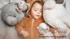  Presentation with baby bear - Theme consisting of little-baby-with-outstretched-hands background and a coral colored foreground