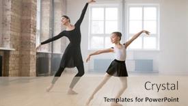  Presentation with trainer - Presentation design having little-ballering-girl-dancing-together background and a soft green colored foreground
