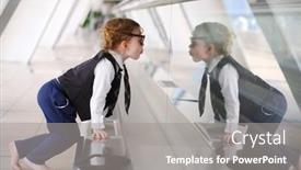  Presentation with gallery - Beautiful PPT layouts featuring little-barefoot-girl-sits backdrop and a gray colored foreground