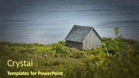  Presentation with barn - Audience pleasing PPT theme consisting of little barn in a middle on a field on canada backdrop and a tawny brown colored foreground