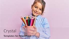  Presentation with colored pencils - Colorful theme enhanced with little-beautiful-girl-holding-colored backdrop and a lemonade colored foreground