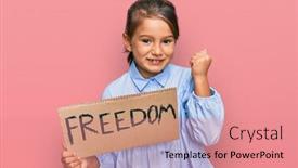  Presentation with freedom - Colorful slide deck enhanced with little-beautiful-girl-holding-freedom backdrop and a coral colored foreground