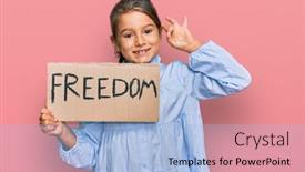  Presentation with freedom - Beautiful slide deck featuring little-beautiful-girl-holding-freedom backdrop and a light blue colored foreground
