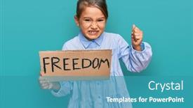  Presentation with freedom - Colorful presentation enhanced with little-beautiful-girl-holding-freedom backdrop and a teal colored foreground