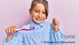  Presentation with toothpaste - Presentation enhanced with little-beautiful-girl-holding-toothbrush background and a light blue colored foreground