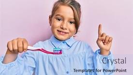  Presentation with toothpaste - Theme with little-beautiful-girl-holding-toothbrush background and a light blue colored foreground