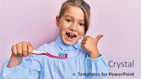  Presentation with toothpaste - Colorful slide set enhanced with little-beautiful-girl-holding-toothbrush backdrop and a light blue colored foreground