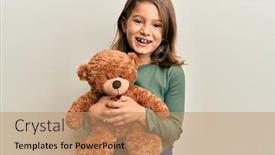  Presentation with teddy bear - Beautiful presentation featuring little-beautiful-girl-hugging-teddy backdrop and a coral colored foreground