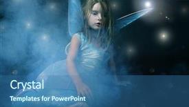 Presentation with fog - Theme consisting of little beautiful girl in blue dress with wings posing in dense fog background and a ocean colored foreground