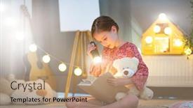  Presentation with fairy tale - PPT layouts with little-beautiful-girl-reading background and a coral colored foreground