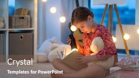  Presentation with fairy tale children child - Amazing theme having little-beautiful-girl-reads backdrop and a violet colored foreground