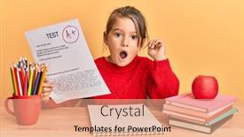  Presentation with exam - Colorful PPT layouts enhanced with little-beautiful-girl-showing backdrop and a coral colored foreground