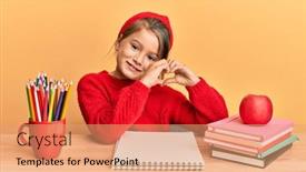  Presentation with romantic love - Cool new theme with little-beautiful-girl-sitting backdrop and a coral colored foreground