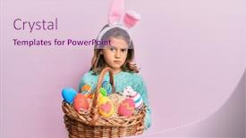  Presentation with easter basket - Presentation design with little-beautiful-girl-wearing-cute background and a lemonade colored foreground