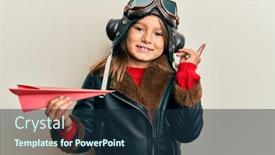  Presentation with pilot - Presentation design consisting of little-beautiful-girl-wearing-pilot background and a navy blue colored foreground