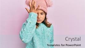  Presentation with wool - Amazing PPT theme having little-beautiful-girl-wearing-wool backdrop and a light blue colored foreground