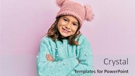  Presentation with wool - Cool new slides with little-beautiful-girl-wearing-wool backdrop and a light blue colored foreground