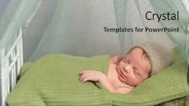  Presentation with baby sleeping - Slide set with little bed with canopy background and a light gray colored foreground