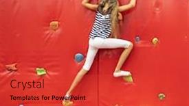  Presentation with hipster girl playing tetris game - Cool new theme with girl climbing by the wall backdrop and a red colored foreground