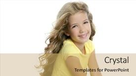  Presentation with yellow - Audience pleasing theme consisting of little blond girl smiling portrait backdrop and a yellow colored foreground