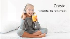  Presentation with blonde holds a magnifying glass - Beautiful slides featuring little blonde girl in gray backdrop and a white colored foreground