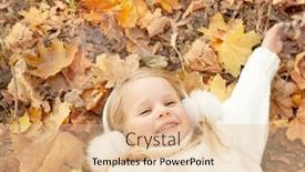  Presentation with maple leaves - Slide set featuring little-blonde-girl-portrait-lying background and a  colored foreground