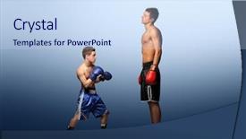  Presentation with boxer - PPT theme with little boxer against bigger one background and a sky blue colored foreground