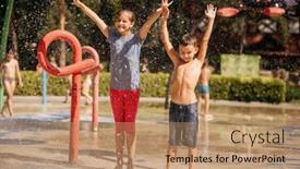  Presentation with playground - PPT layouts having little-boy-and-girl-play background and a coral colored foreground