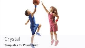  Presentation with basketball - Presentation theme consisting of little-boy-and-girl-playing and a  colored foreground