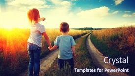  Presentation with field - Slide set enhanced with little-boy-and-girl background and a wine colored foreground