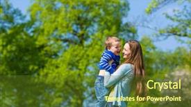  Presentation with summer camp volunteer orientation - Cool new slide deck with little boy and his mother backdrop and a  colored foreground