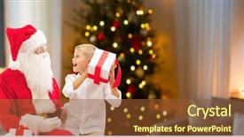  Presentation with christmas holidays - PPT layouts consisting of little boy and santa claus background and a tawny brown colored foreground