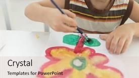  Presentation with home - Cool new PPT layouts with little boy at home drawing backdrop and a lemonade colored foreground