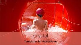  Presentation with water sun - Slides having little boy at the water slide on sun holidays background and a coral colored foreground