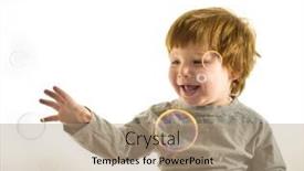  Presentation with soap sparkling air bubbles - Cool new presentation theme with little-boy-blowing-soap-bubbles backdrop and a coral colored foreground