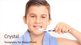  Presentation with toothpaste little kid boy brushing - Presentation theme with little boy brushing his teeth background and a lemonade colored foreground